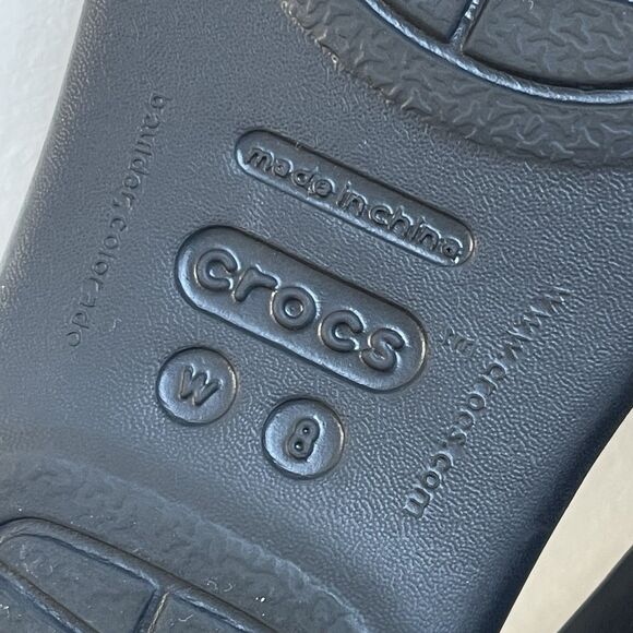 Crocs Rhonda Wedge Sandals Black Women's 8 Strappy Slip On Comfort Shoes - Picture 11 of 13